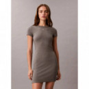 Ss Ctn Contour 1X1 Rib Ss Mini D Med Gra  CALVIN KLEIN