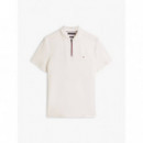 Liquid Cotton Rwb Zip Reg Polo Ivory Pet  TOMMY HILFIGER