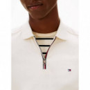 Liquid Cotton Rwb Zip Reg Polo Ivory Pet  TOMMY HILFIGER