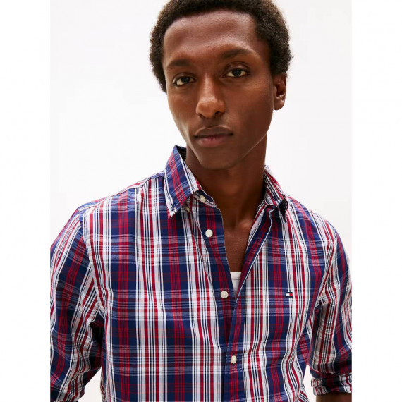 Flex Poplin Medium Check Shirt Preppy Na  TOMMY HILFIGER