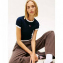 Tjw Slim Sh Badge Ss Rib Ext Dark Night  TOMMY JEANS