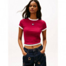 Tjw Slim Sh Badge Ss Rib Ext Lavish Ceri  TOMMY JEANS