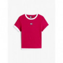 Tjw Slim Sh Badge Ss Rib Ext Lavish Ceri  TOMMY JEANS