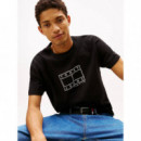 Tjm Reg Center Flag Ss Tee Black  TOMMY JEANS