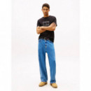 Tjm Reg Center Flag Ss Tee Black  TOMMY JEANS