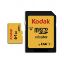 KODAK Tarjeta Memoria Micro Sdxc 64GB Uhs-i U3 V30  4K Ultra HD 100MBPS con Adaptador