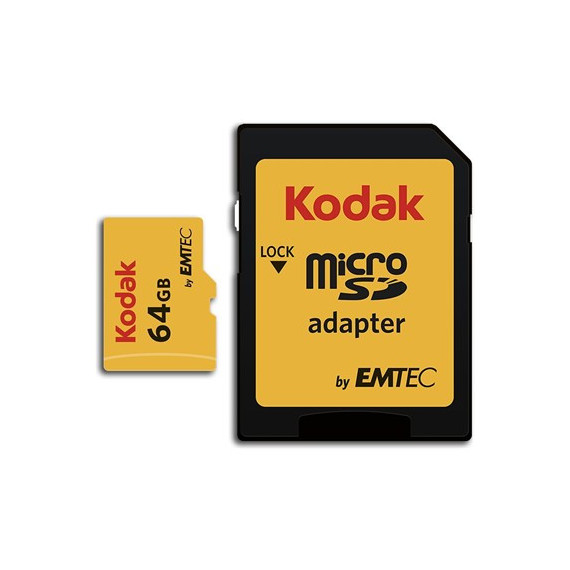 KODAK Tarjeta Memoria Micro Sdxc 64GB Uhs-i U3 V30  4K Ultra HD 100MBPS con Adaptador