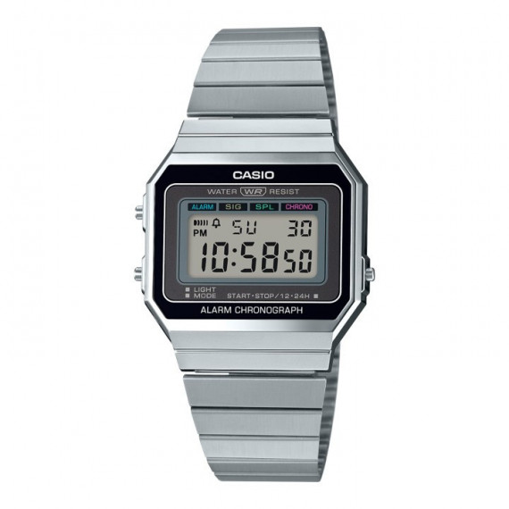 CASIO A700WE-1A Reloj Digital Vintage Unisex – Acero Inoxidable Plateado, Ultrafino, Wr, Estilo Retro