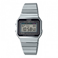 CASIO A700WE-1A Reloj Digital Vintage Unisex – Acero Inoxidable Plateado, Ultrafino, Wr, Estilo Retro