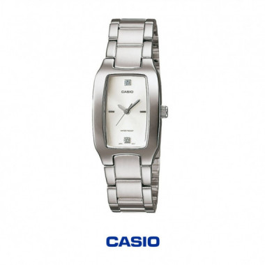 Reloj CASIO LTP-1165A-7C2 para Mujer, Acero Inoxidable, Esfera Blanca, 3 Agujas, Wr, Cristal Mineral