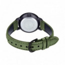 Reloj CASIO LTP-VT02BL-3A Mujer Analógico Verde Correa Piel Negra Wr Cristal Mineral