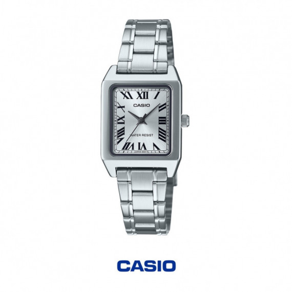 Reloj CASIO LTP-B150D-7B Mujer Analógico Plateado Acero Inoxidable Números Romanos Wr Cristal Mineral