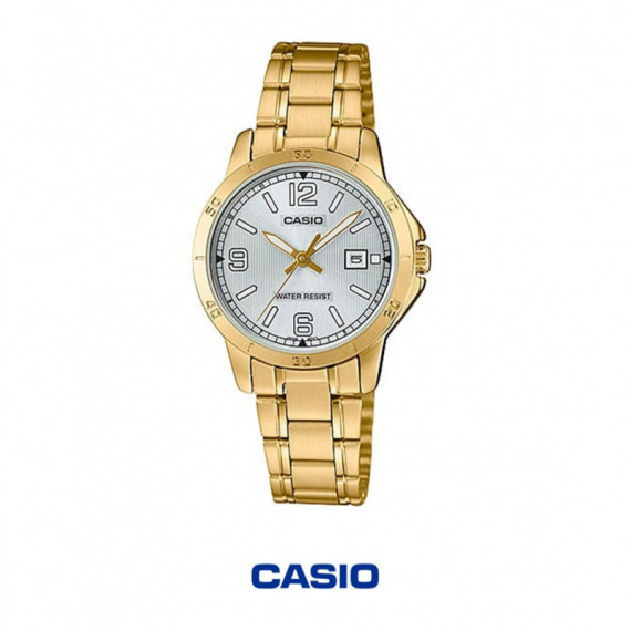 Reloj CASIO LTP-V004G-7B2 Analógico Mujer, Acero Inoxidable Dorado, Fecha, Resistente Al Agua, Cristal Mineral