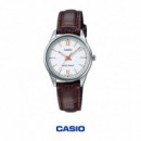 Reloj CASIO LTP-V005L-7B3 Mujer Analógico Clásico Correa de Cuero Cristal Mineral Resistente Al Agua