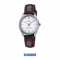 Reloj CASIO LTP-V005L-7B3 Mujer Analógico Clásico Correa de Cuero Cristal Mineral Resistente Al Agua