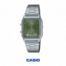 Reloj CASIO AQ-230A-3AMQY Unisex Analógico-digital, Doble Hora, Cronómetro 1/100S, Alarma Diaria, Resistente Al Agua