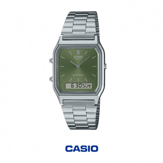 Reloj CASIO AQ-230A-3AMQY Unisex Analógico-digital, Doble Hora, Cronómetro 1/100S, Alarma Diaria, Resistente Al Agua