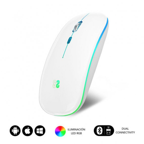 SUBBLIM Raton Optico Wireless Led Dual Flat Mouse White