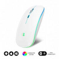 SUBBLIM Raton Optico Wireless Led Dual Flat Mouse White
