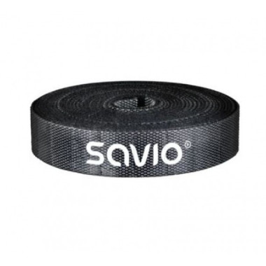 SAVIO Organizador de Cable OC-05 Cinta Velcro Negro/longitud 10 M/ancho 14 Mm