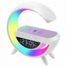 Altavoz Bluetooth BT-3401 con Luces LED, Despertador, Radio FM y Carga Inalámbrica
