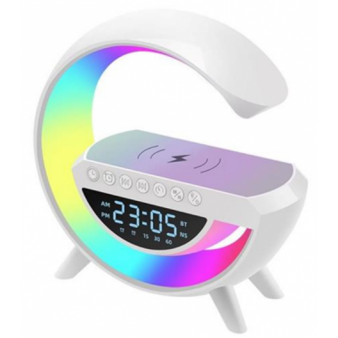 Altavoz Bluetooth BT-3401 con Luces LED, Despertador, Radio FM y Carga Inal&aacute;mbrica