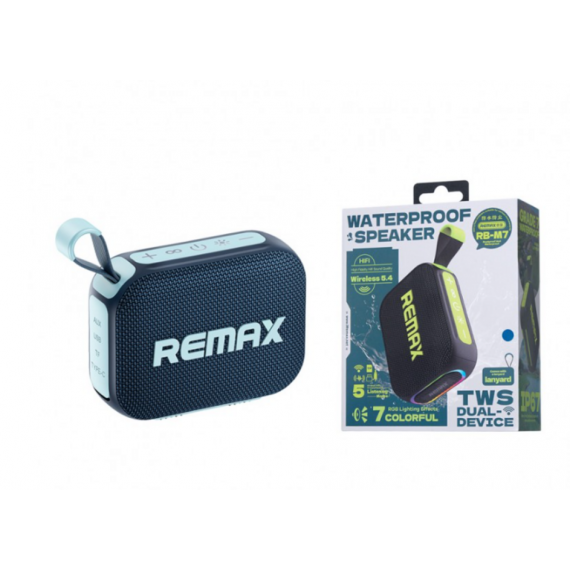 Altavoz Inalámbrico Portátil Remax RB-M7 Impermeable IP67 con Bluetooth, Jack, TF y FM Azul