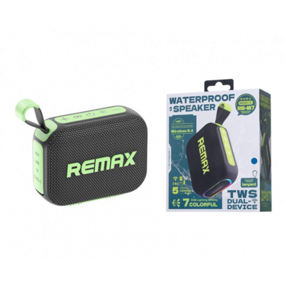 Altavoz Inalámbrico REMAX Portátil Impermeable IP67 RB-M7 con Jack, Bluetooth, Tarjeta TF y Radio FM Gris