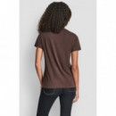 Camiseta con Logo Apilado de Strass Borde Metálico de DKNY