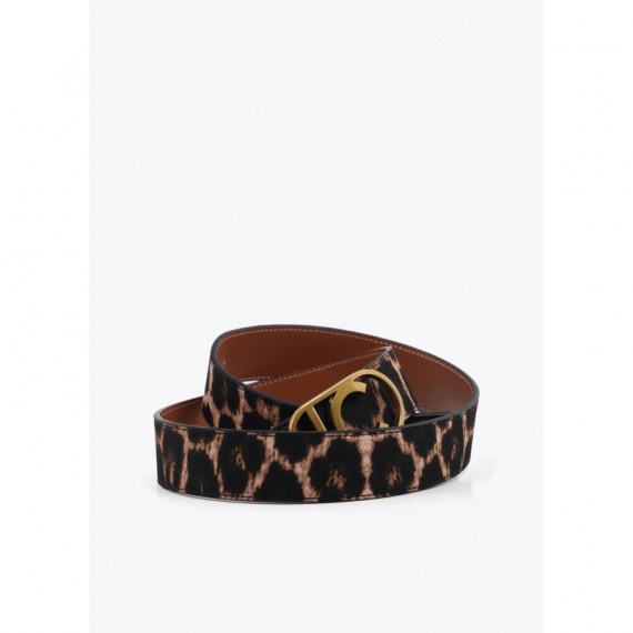 Cinturón Reversible Animal Print Hebilla Logo Ovalado de LOLA CASADEMUNT
