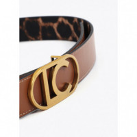 Cinturón reversible animal print hebilla logo ovalado de Lola Casademunt