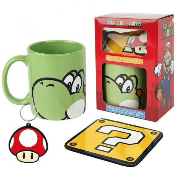 Set de Taza, Posavasos y Llavero Yoshi  PYRAMID