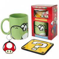 Set de Taza, Posavasos y Llavero Yoshi  PYRAMID