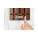 BEPER Pesa de Cocina Digital Max 5KG Placa Vidrio Templado Diseño Chocolate P102BIL002