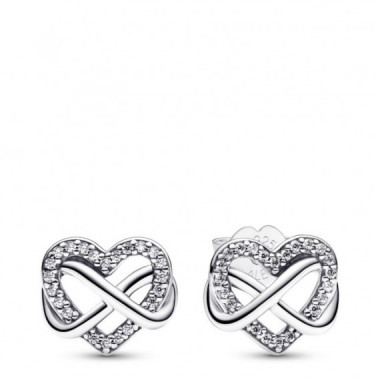 PANDORA Pendientes de Bot&oacute;n Coraz&oacute;n Infinito Brillante 292667C01