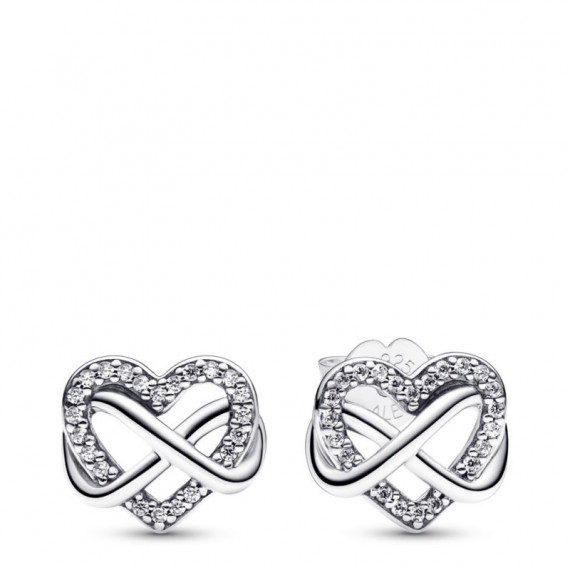 PANDORA Pendientes de Botón Corazón Infinito Brillante 292667C01