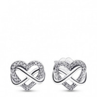 PANDORA Pendientes de Botón Corazón Infinito Brillante 292667C01