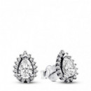 PANDORA Pendientes de Botón en Plata de Ley Halo Brillante Corte Pera​ 292834C01