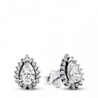 PANDORA Pendientes de Botón en Plata de Ley Halo Brillante Corte Pera​ 292834C01
