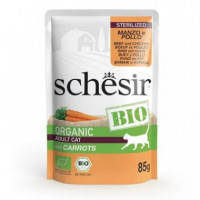SCHESIR Gato Adulto Bio Buey, Pollo y Zanahoria Pouch 85 Gr