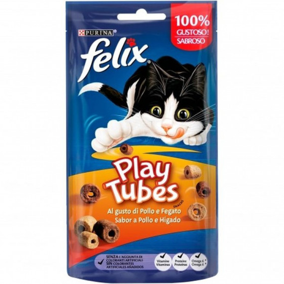 FELIX Gato Snack Play Tubes Pollo E H Gado 50 Gr