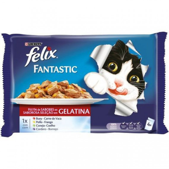 FELIX Gato Adulto Fantastic Duo Carnes 4X85 Gr