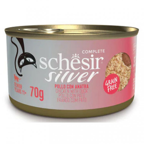 SCHESIR Gato Adulto Silver Filete de Pollo y Pato Mousse Lat