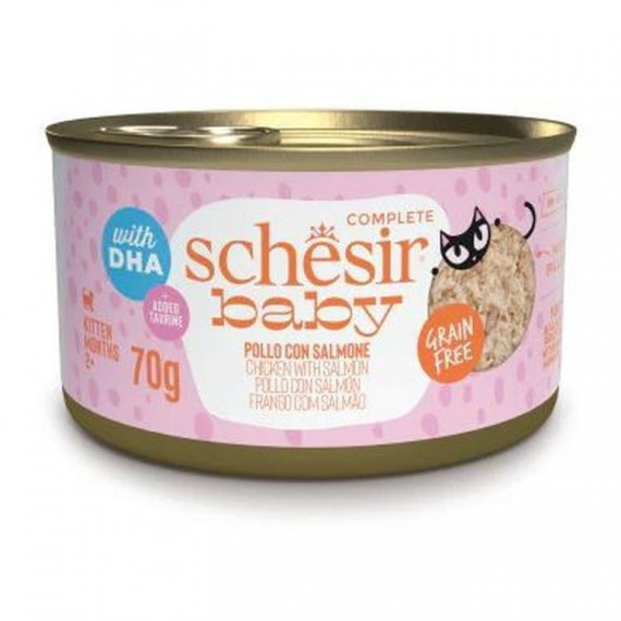 SCHESIR Gato Baby Filete Pollo y Salmón Lata 70 Gr