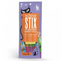SCHESIR Gato Adulto Snack Stix Pollo, Pato y Salmón 6X15 Gr