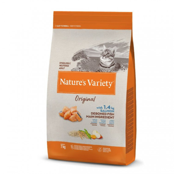 NATURES VARIETY gato adulto esterilizado HG salmon 7 kg