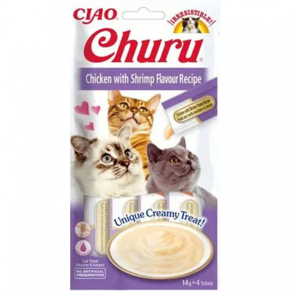 CHURU Gato Snack Pure Pollo y Gamba 4X14 Gr