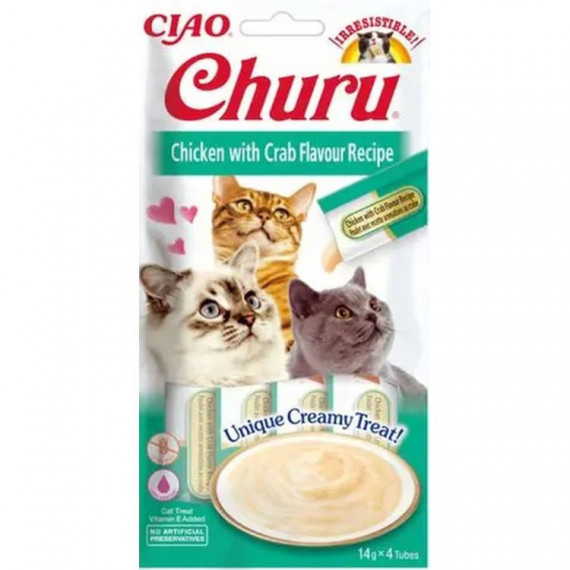 CHURU Gato Snack Pure Pollo y Cangrejo 4X14 Gr