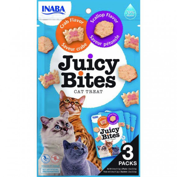 CHURU Gato Snack Juicy Bites Vieira y Cangrejo 3X11 Gr
