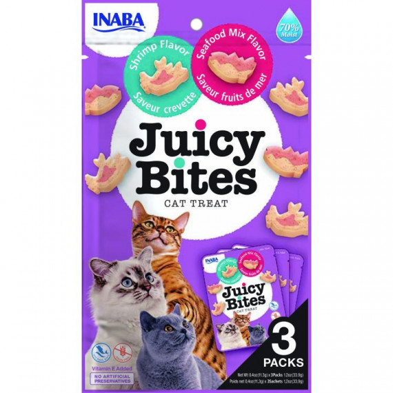 CHURU Gato Snack Juicy Bites Gamba y Marisco 3X11 Gr